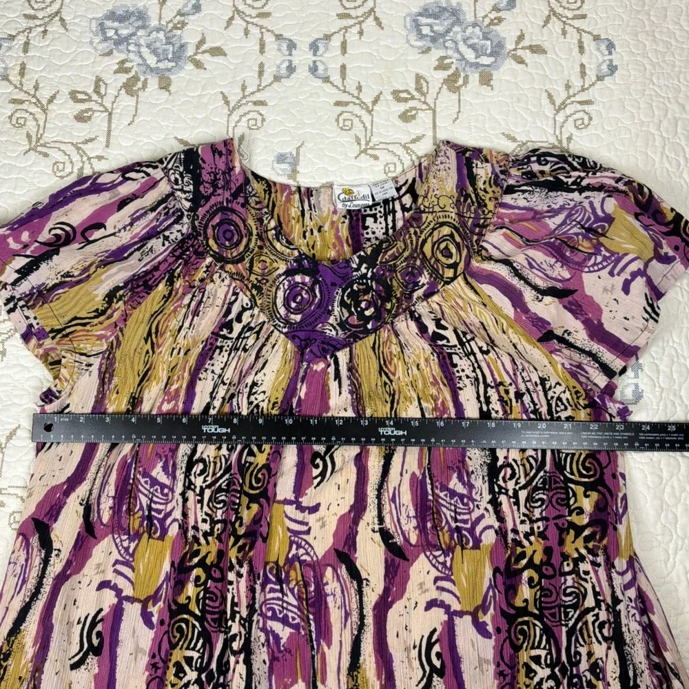 Daffodil By Loungees Nightgown 1X Purple Excellent Abstract Cotton Muu Muu
